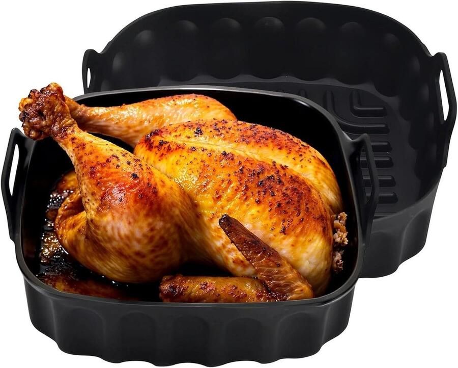 Set van 2 Herbruikbare Siliconen Mallen voor Airfryer Magnetron en Oven Ideaal voor Bakken en Koken