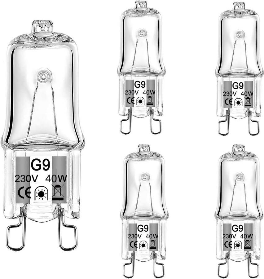 Set van 2 Hittebestendige G9 Halogeenlampen 40W 230V voor Oven en Magnetron 300°C