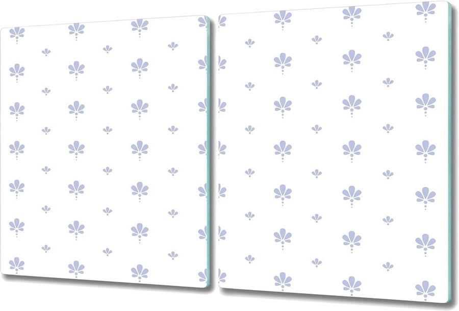 Set van 2 Hittebestendige Glazen Kookplaat Afdekplaten met Antislip Voetjes 2x40x52cm Bloemenprint