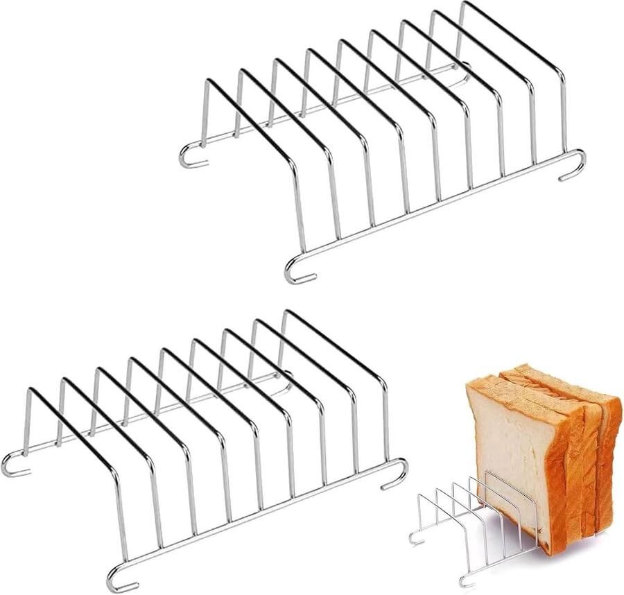 Set van 2 Hot Air Fryer Toaster Holders Rvs Kan 8 Stuks Brood Vasthouden Bruikbaar Air Fryer Inzetstuk Thuisgebruik Restaurant Bruiloften
