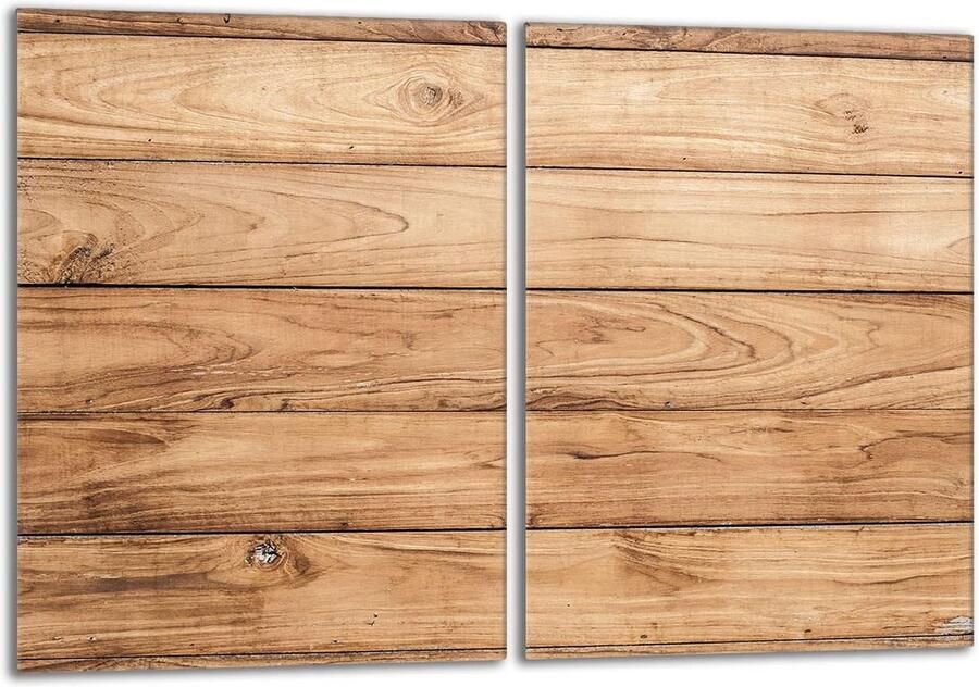 Set van 2 Houten Look Kookplaat Afdekplaten 40x52cm voor Keramisch en Inductie