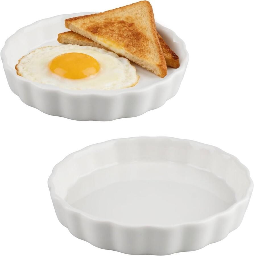 Set van 2 Keramische Quichevormen 15 cm en 14 5 cm Ideaal voor Taarten Muffins en Pizza met Antiaanbaklaag