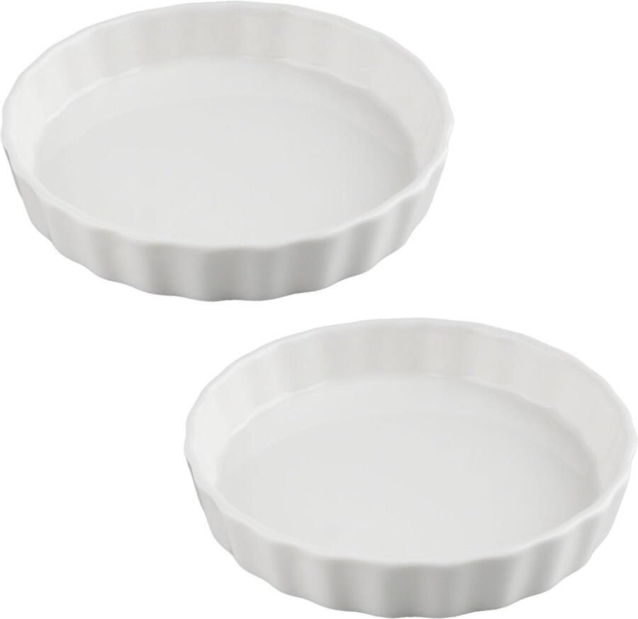 Set van 2 Keramische Quichevormen van 5 Inch Ideaal voor Taarten Muffins en Pizza met Antiaanbaklaag