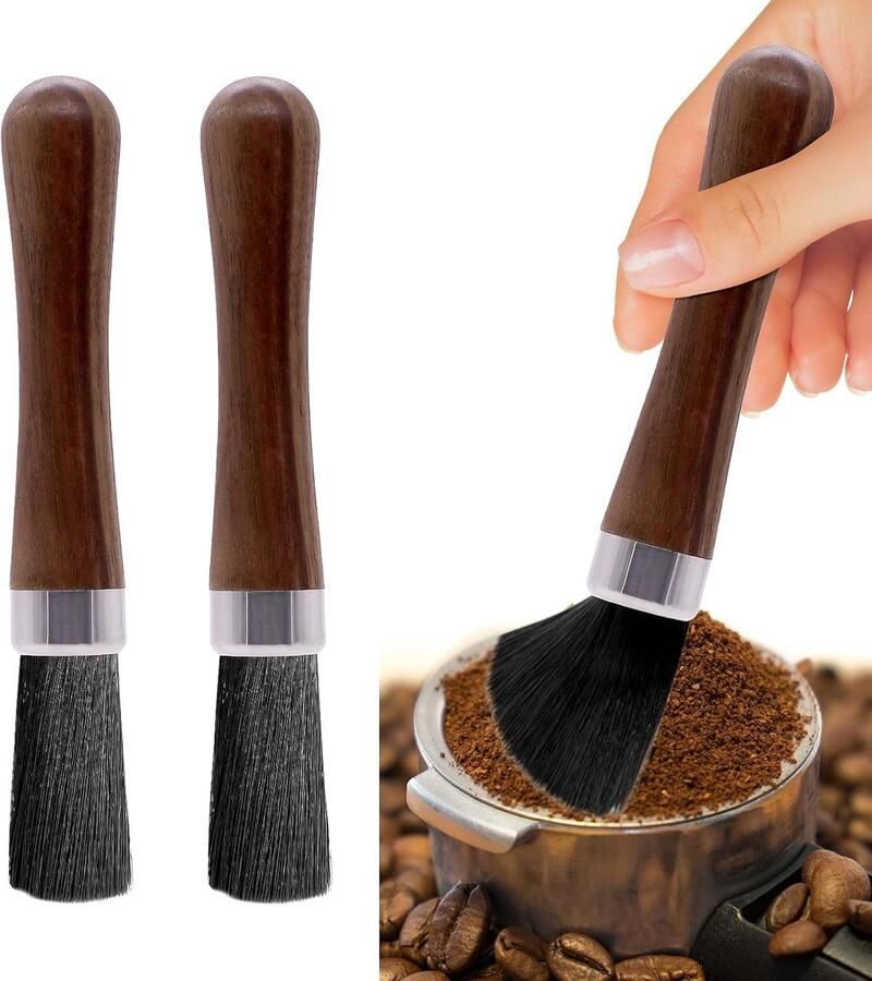 Set van 2 Barista Borstels voor Koffie Nylon Schoonmaakborstel en Filterhouder Perfect voor Espresso en Koffiemolen Accessoires