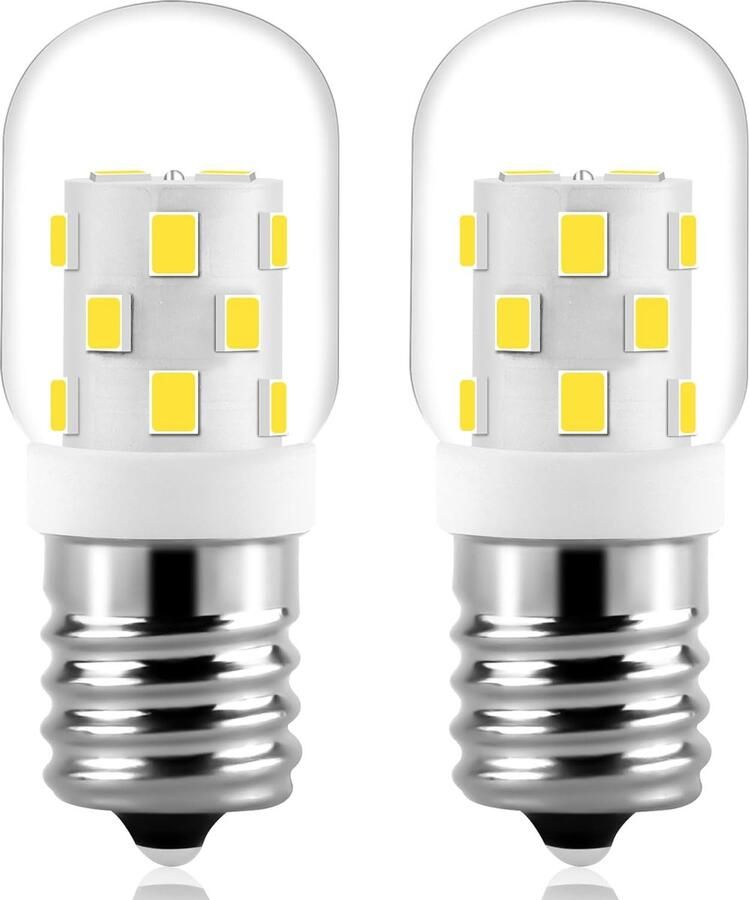 Set van 2 LED Lampen 3W E17 6000K Daglicht Wit Geschikt voor Magnetron Oven en Koelkast