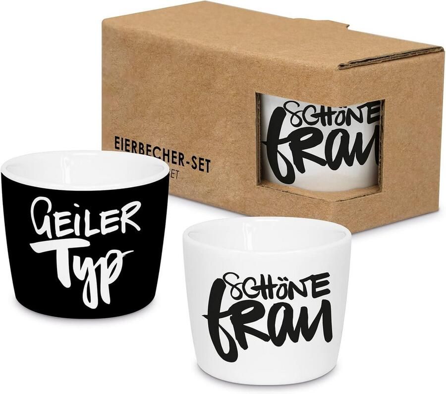 Set van 2 Luxe Eierdopjes in Geschenkverpakking Grappige Tekst