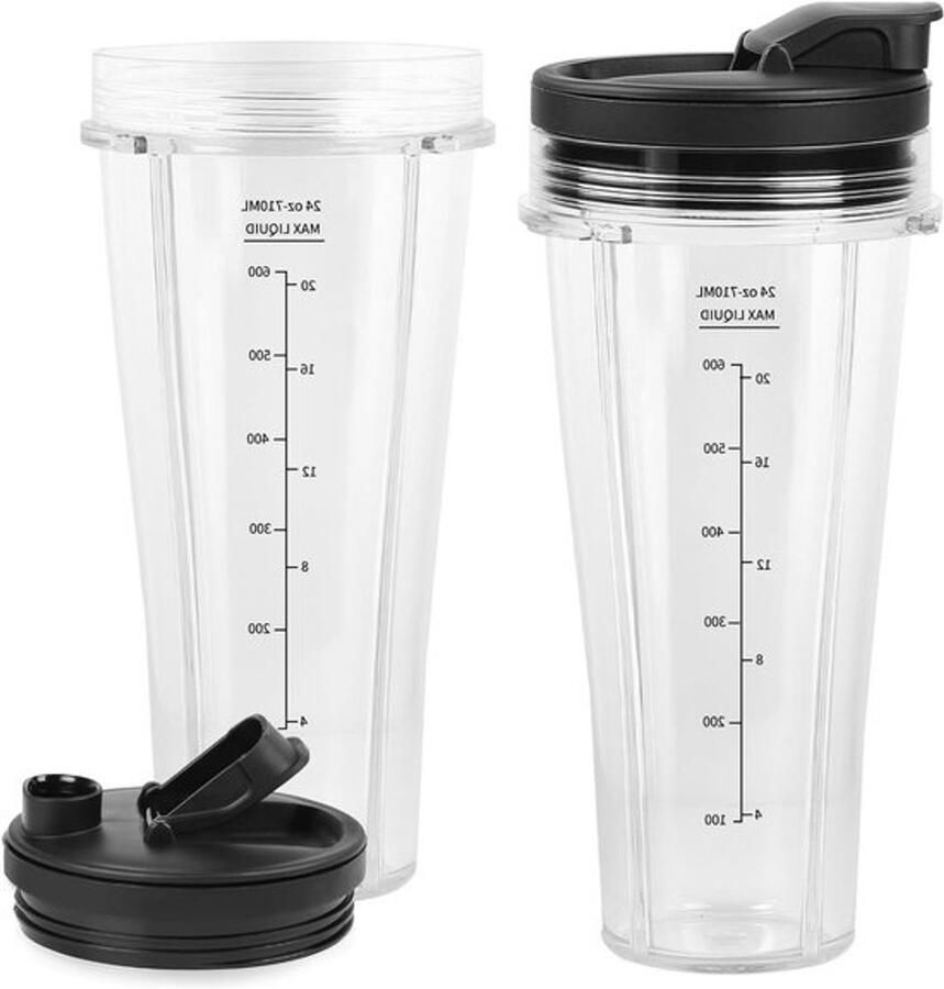Set van 2 Mengbekers 710 ml (24 oz) Geschikt voor Ninja Blender Mixer en Reserveonderdelen Ninja-keukenmachine