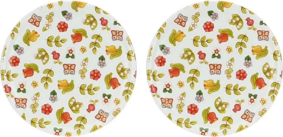 Set van 2 Pizza Borden met Fris Bloemenpatroon
