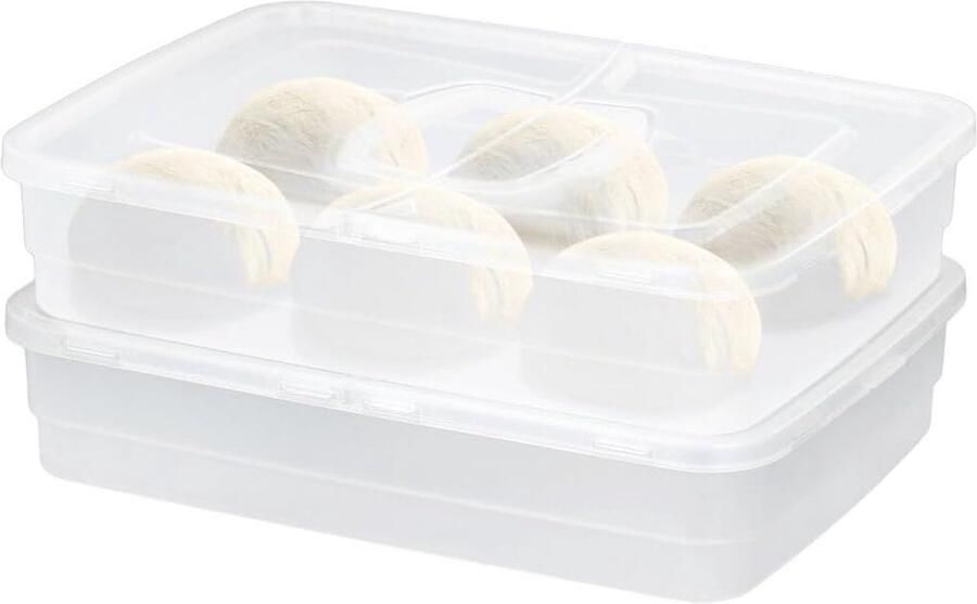 Set van 2 Pizza Deeghouders Transparante Opslagcontainers voor Pizza Deeg Duurzame Mallen met Handvatten en Grote Capaciteit voor Thuisgebruik en Koken