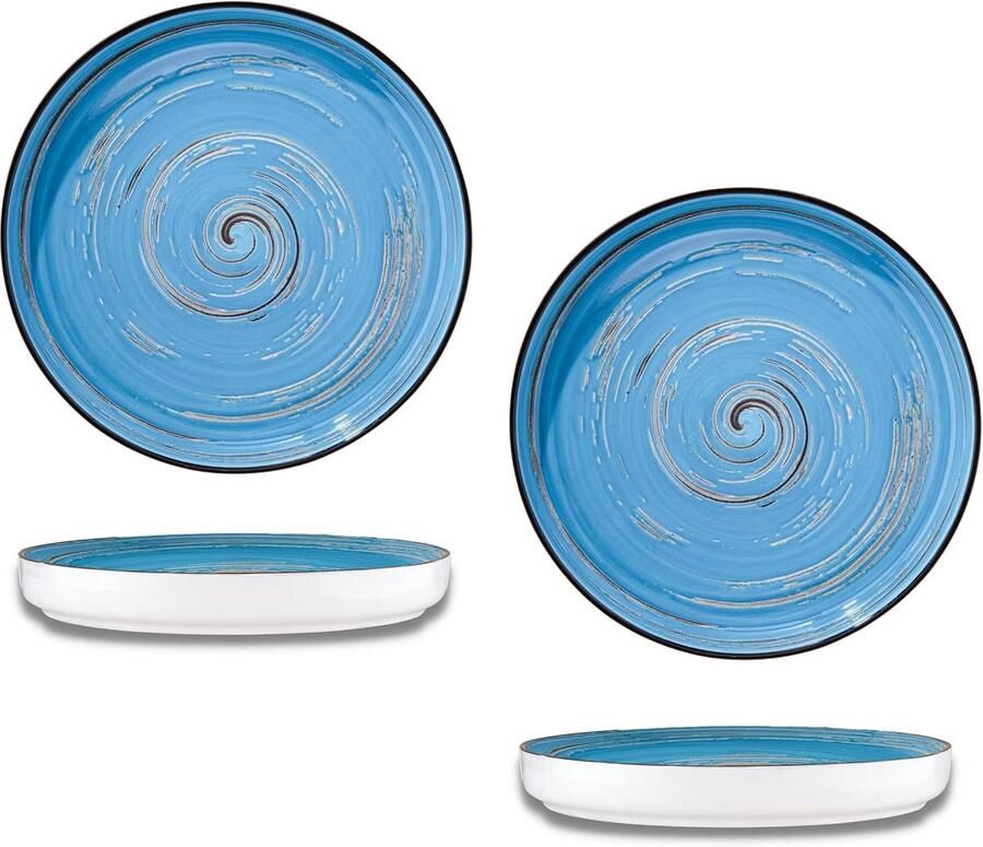 Set van 2 Platte Gourmetborden met Spiraaloptiek Modern & Krasbestendig Servies