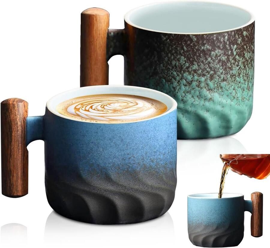 Set van 2 Porseleinen Koffiekoppen Keramische Mokken voor Espresso Cappuccino en Latte 70ml Theekopjes voor Thuisgebruik