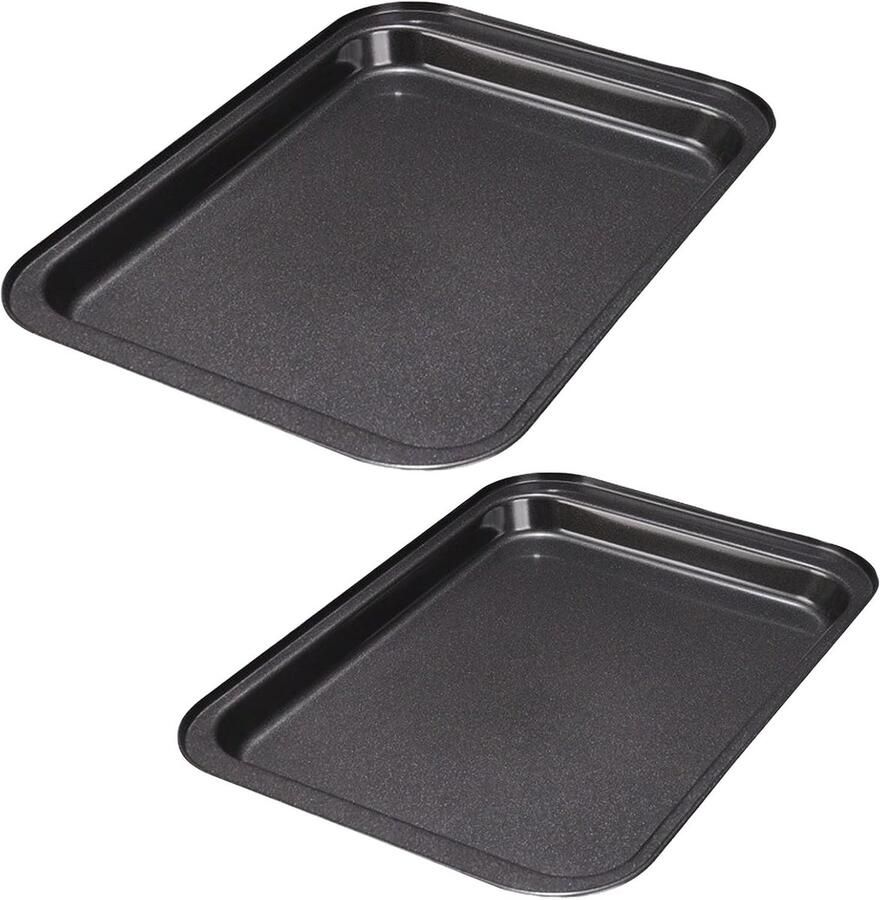 Set van 2 rechthoekige bakplaten met anti-aanbaklaag uitbreidbaar roestvrij en gemakkelijk schoon te maken voor bakken en serveren van taarten en andere gerechten