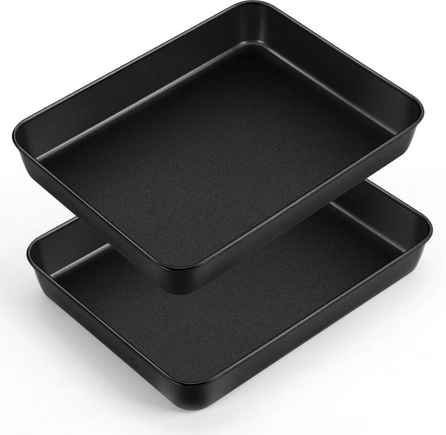 Set van 2 Rechthoekige Bakplaten RVS met Antiaanbaklaag Oven- Lasagnevorm