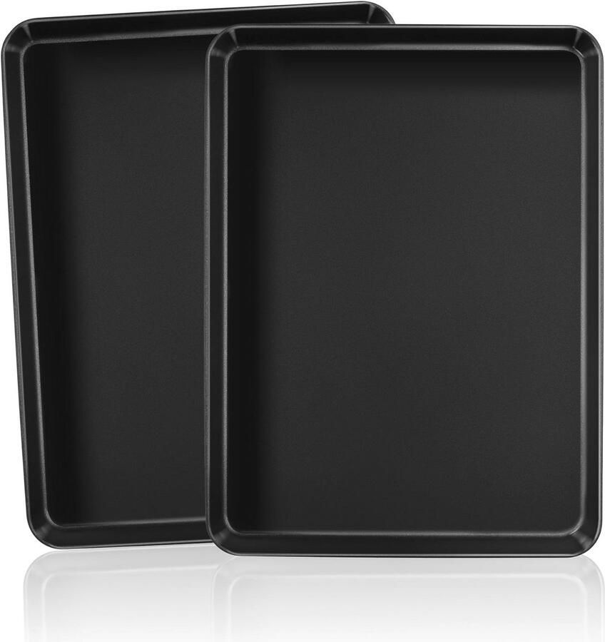 Set van 2 Rechthoekige Bakplaten van Koolstofstaal Anti-aanbak Duurzaam en Gezond voor Bakken en Braden 31 5 cm x 24 5 cm