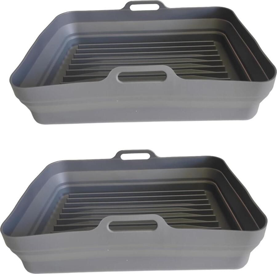 Set van 2 rechthoekige luchtfriteuse-vormen compatibel met Cecofry Dual 9000 accessoires voor airfryer magnetron oven siliconen
