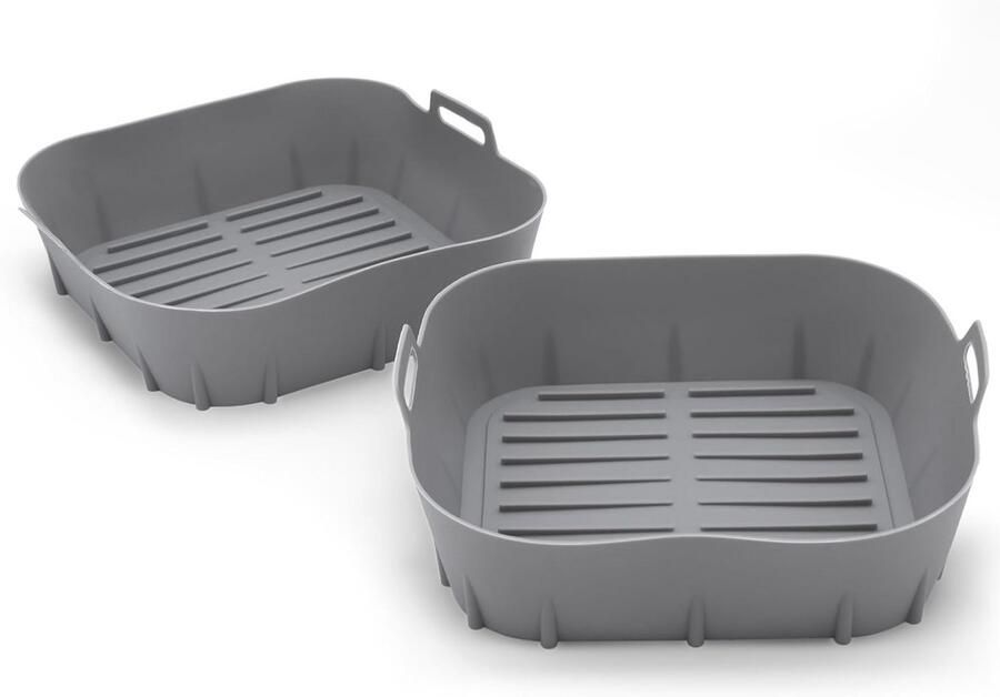 Set van 2 Rechthoekige Siliconen Airfryer Manden Herbruikbaar & BPA-vrij Bakvorm voor Heteluchtfriteuse en Oven