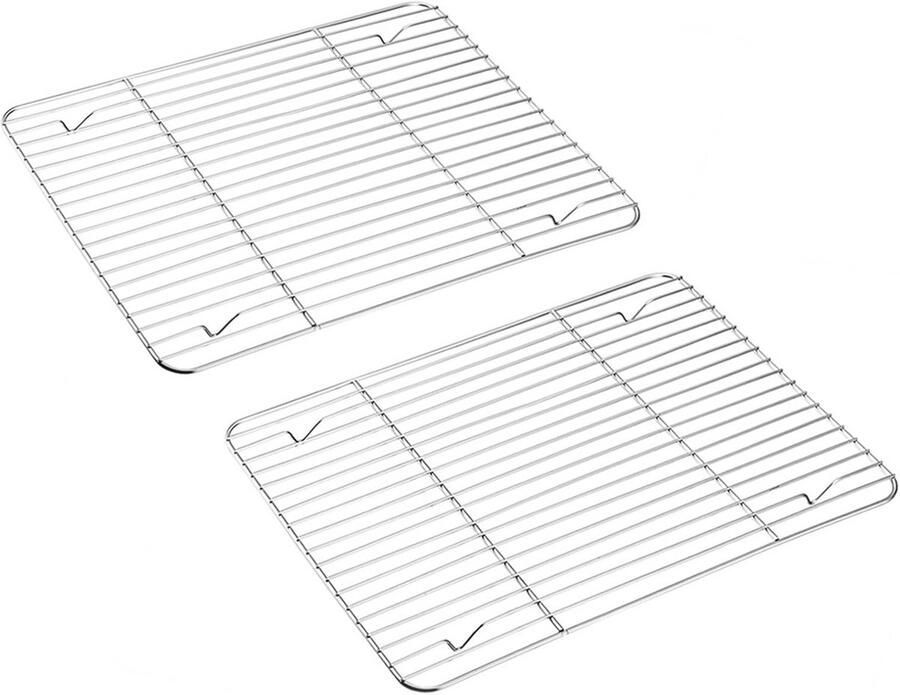 Set van 2 roestvrijstalen afkoelroosters voor bakken en grillen 29 7 x 22 8 x 1 5 cm