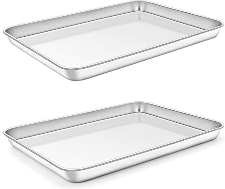 Set van 2 Roestvrijstalen Bakplaten Gezond en Duurzaam Koken 26 5 x 20 5 cm