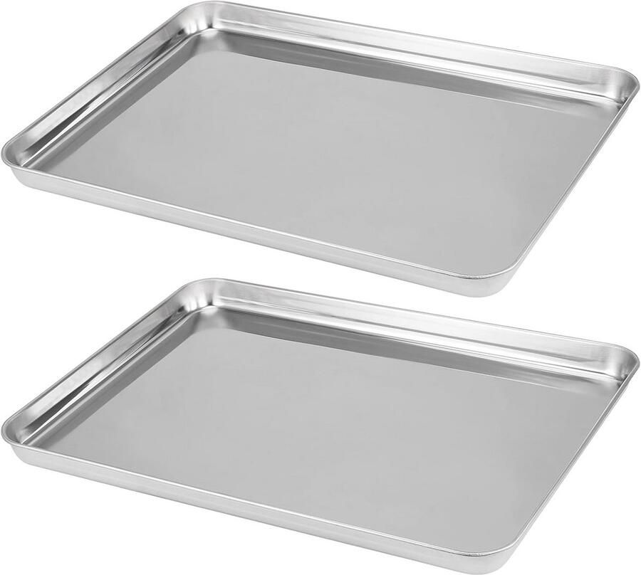 Set van 2 Roestvrijstalen Bakplaten Ovenbestendig & Antiaanbak 40 cm