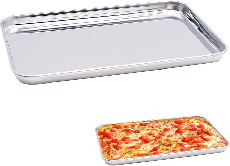 Set van 2 roestvrijstalen bakplaten voor gasgrill en oven (22 7 x 14 7 x 1 2 cm)