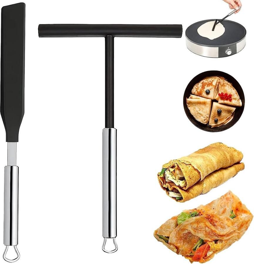 Set van 2 Roestvrijstalen Beslagverdelers en Spatels voor Pannenkoeken