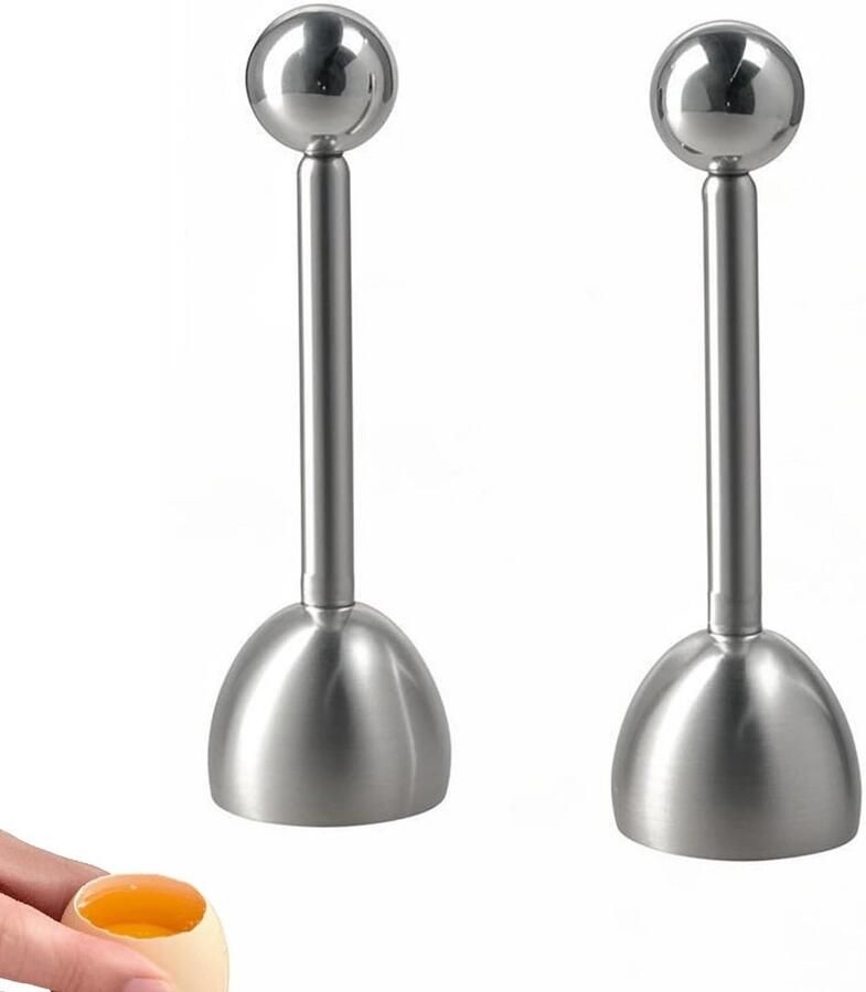 Set van 2 roestvrijstalen eieropeners met kogelmechaniek snel en hygiënisch