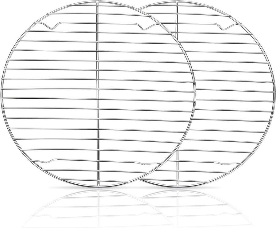 Set van 2 roestvrijstalen ronde koelingstrays van 27 cm voor optimale luchtcirculatie en voedselkoeling