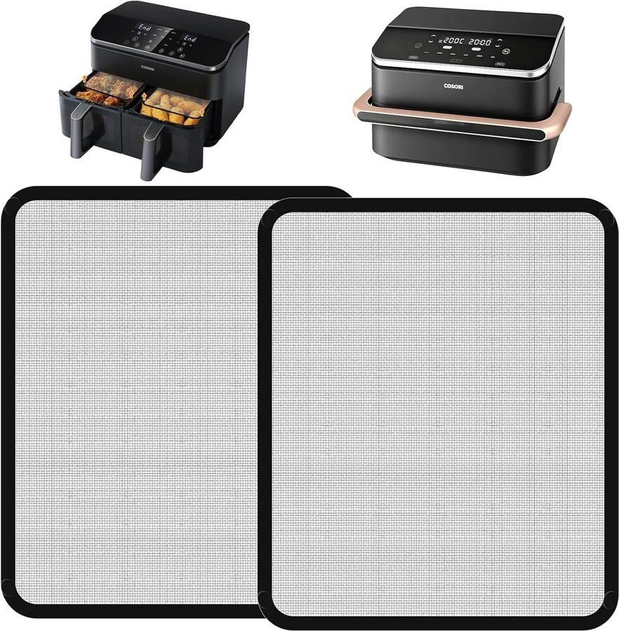 Set van 2 Roestvrijstalen Spatschermen voor Heteluchtfriteuse met Magnetische Bevestiging
