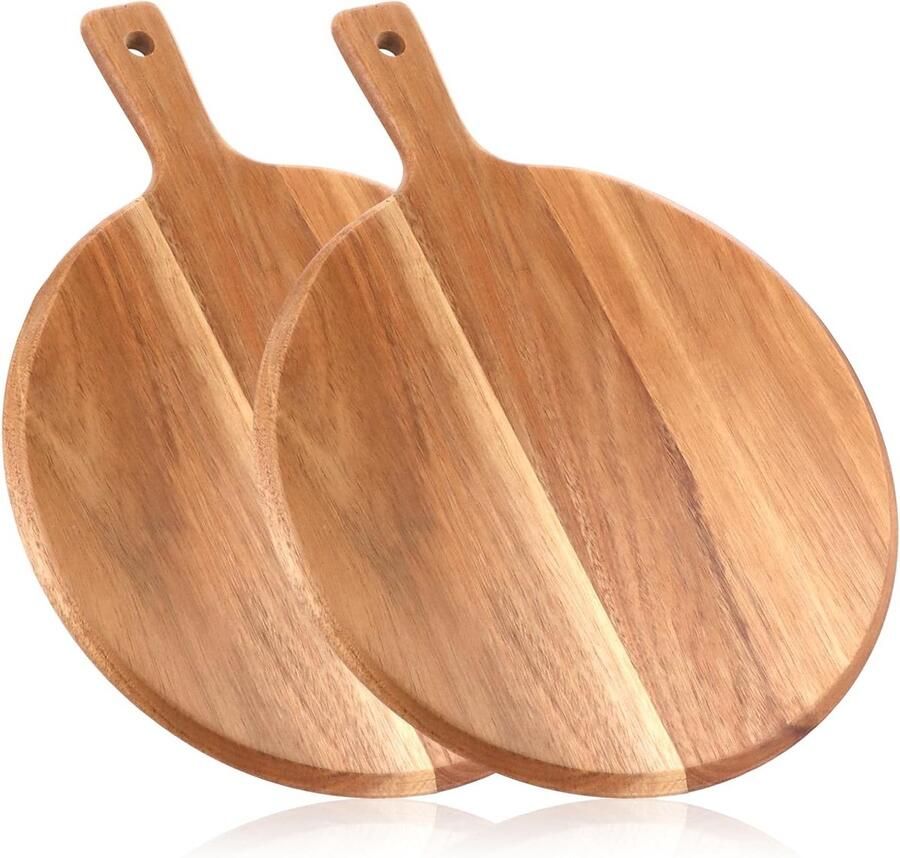 Set van 2 ronde houten pizza borden van 30 5 cm ideaal voor flammkuchen kaas en charcuterie