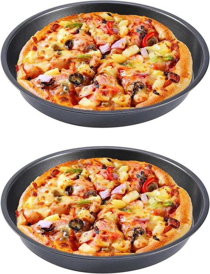 Set van 2 Ronde Pizza Bakplaten voor Airfryer en Oven 22.9 cm