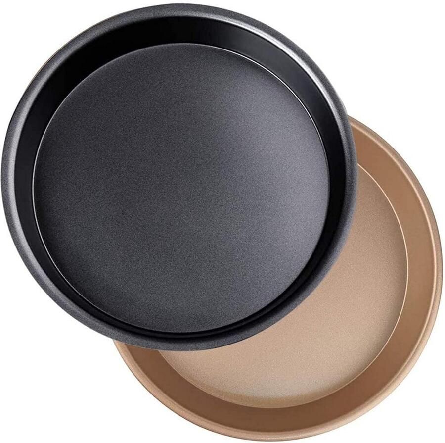 Set van 2 Ronde Pizza Bakvormen Anti-Aanbak 23 cm Zwart Goud