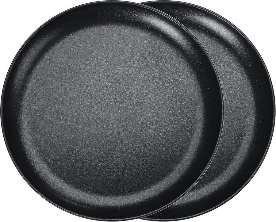 Set van 2 Ronde Pizza Platen van 30 cm RVS Anti-aanbaklaag Ideaal voor Gezond Bakken en Eenvoudig Schoonmaken