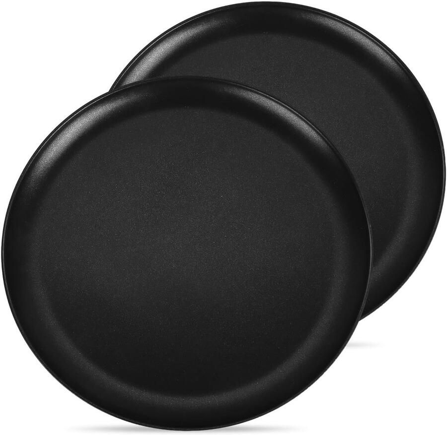 Set van 2 Ronde Pizza Platen van Roestvrij Staal 30cm met Anti-aanbaklaag voor Bakken en Serveren van Pizza's