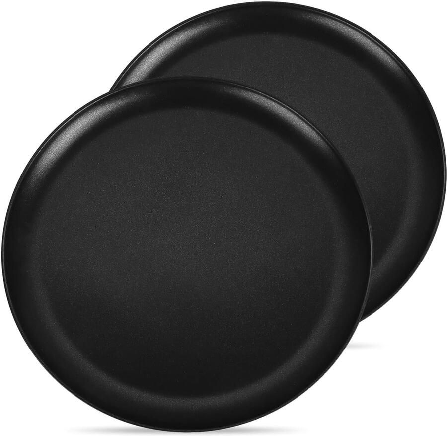 Set van 2 Ronde Pizza Platen van RVS 30cm met Antiaanbaklaag voor Bakken en Serveren van Pizza's
