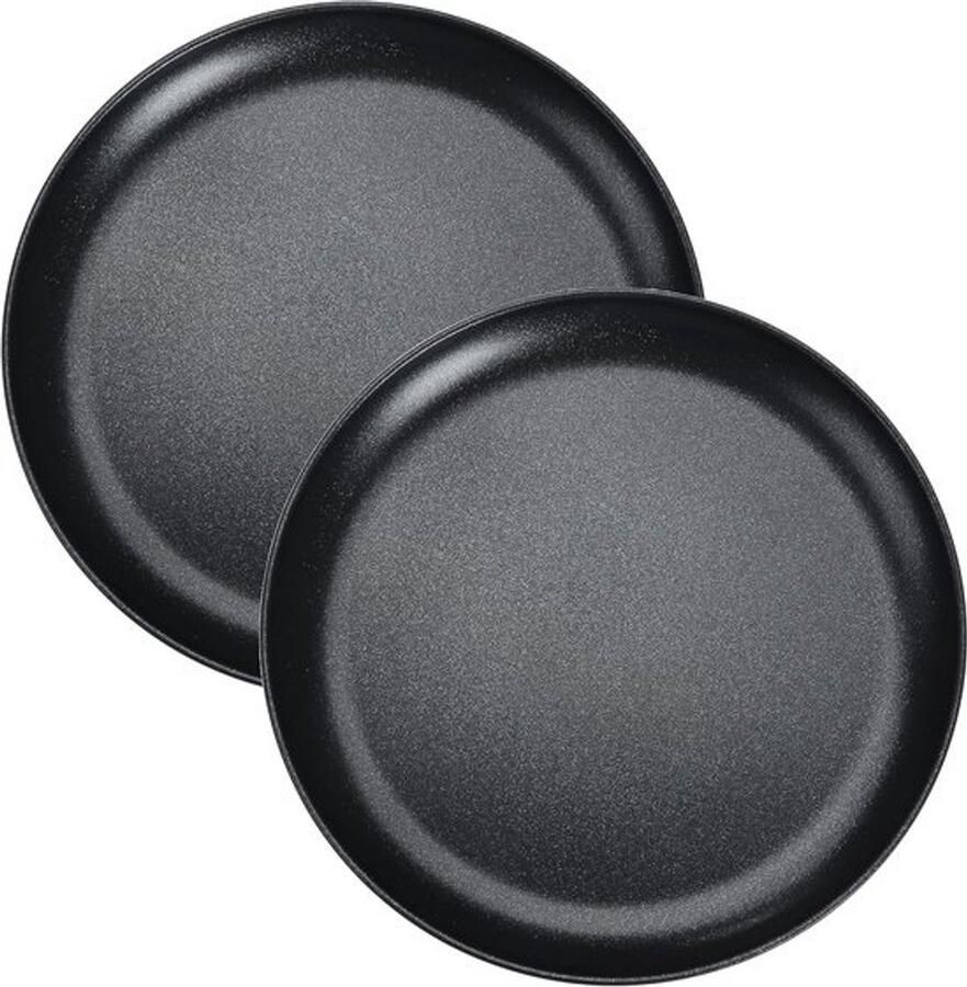 Set van 2 Ronde Pizza Platen van RVS met Antiaanbaklaag Ø 26 cm voor Bakken en Makkelijk Schoonmaken