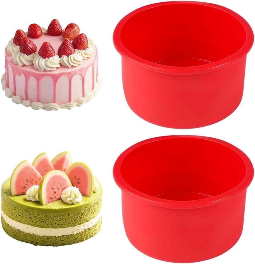 Set van 2 ronde siliconen bakvormen van 10 cm anti-aanbak cakevormen voor gelaagde cake kaascake en regenboogcake bakken
