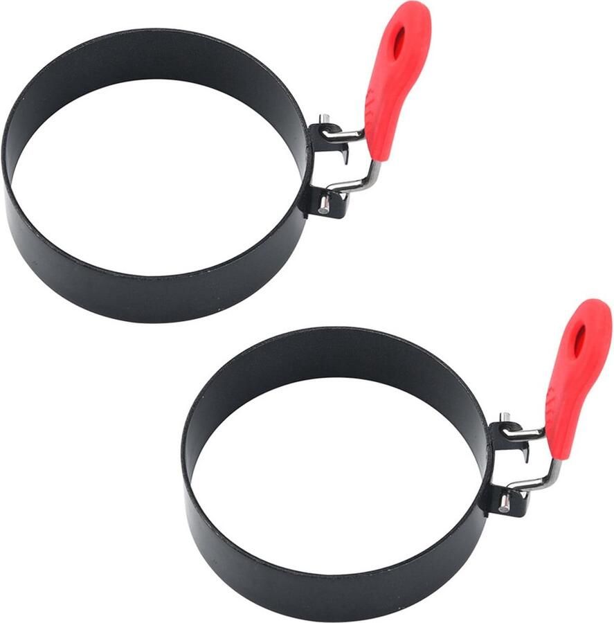 Set van 2 Ronde Vormen met Siliconen Handvat voor Eieren en Pannenkoeken