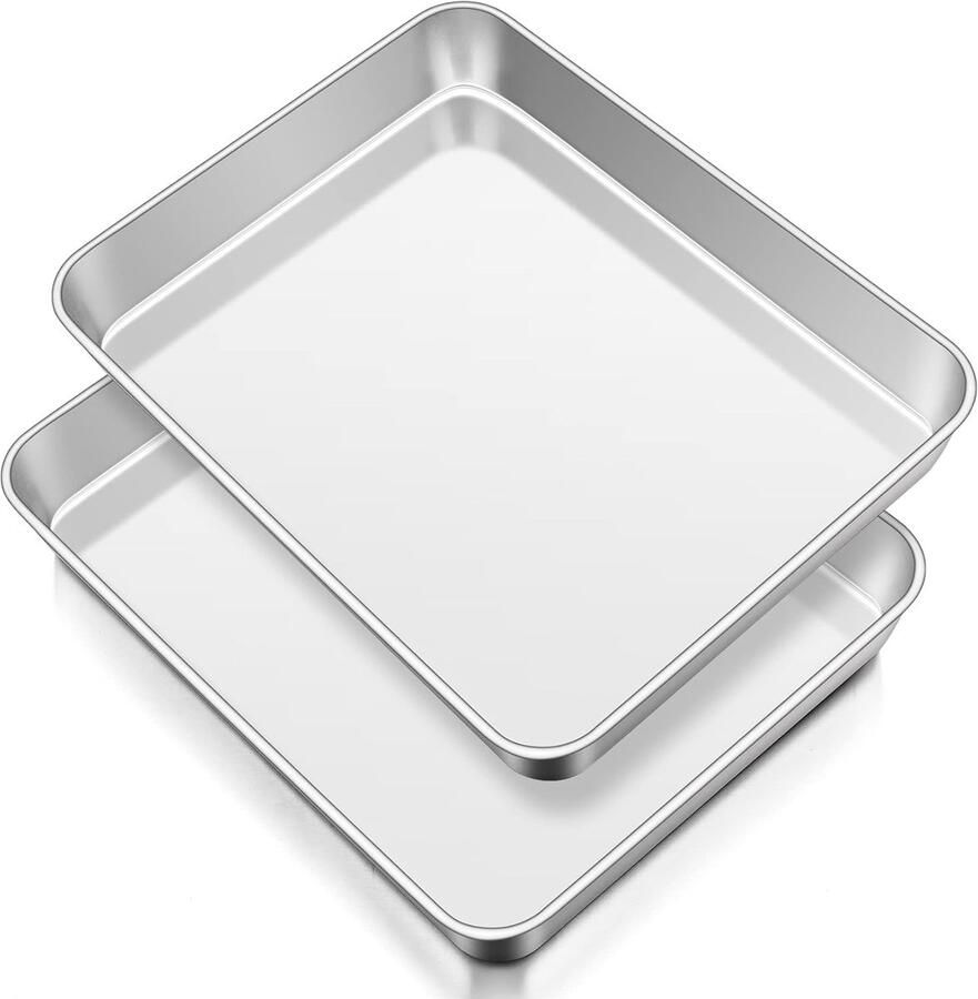 Set van 2 RVS Bakplaten Perfect voor Oven Taart en Gebak Afmetingen 31 8 x 25 x 5 cm