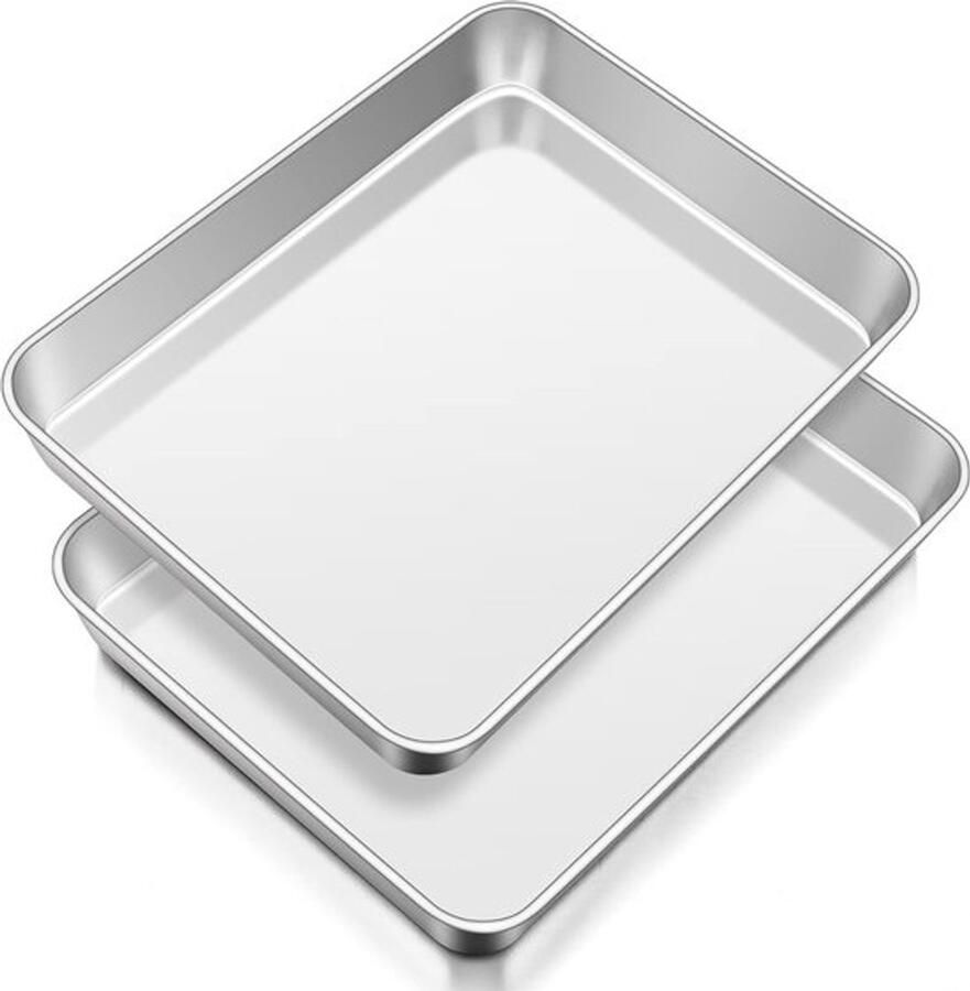 Set van 2 RVS Bakplaten Perfect voor Oven Taart en Gebak Afmetingen 31 8 x 25 x 5 cm