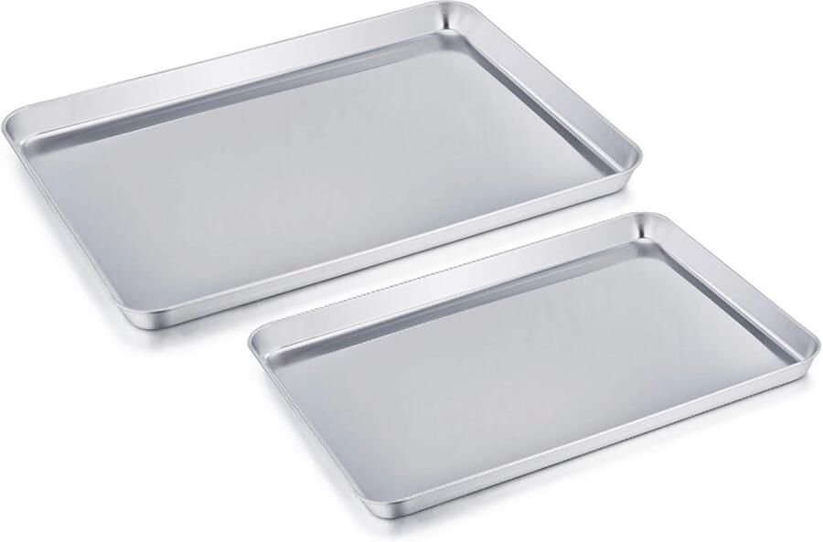Set van 2 Rvs Bakplaten Rechthoekige Bakvorm voor Gezond Koken en Bakken
