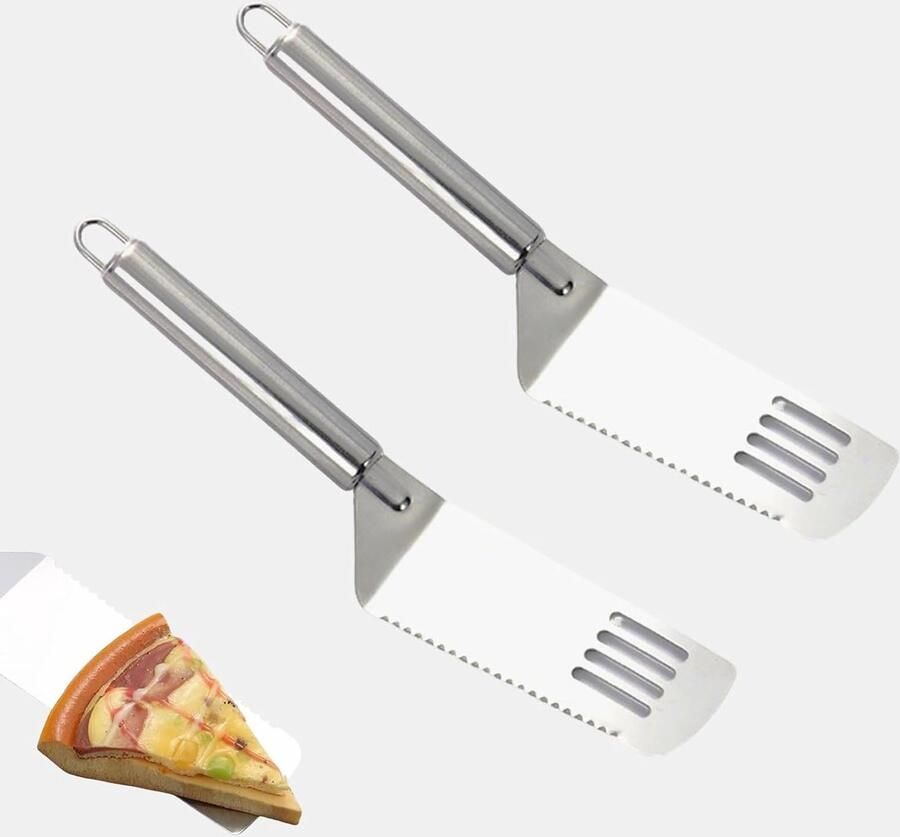 Set van 2 RVS Pizza Sliders Perfect voor het Snijden en Transporteren van Pizzapuntjes en Snacks