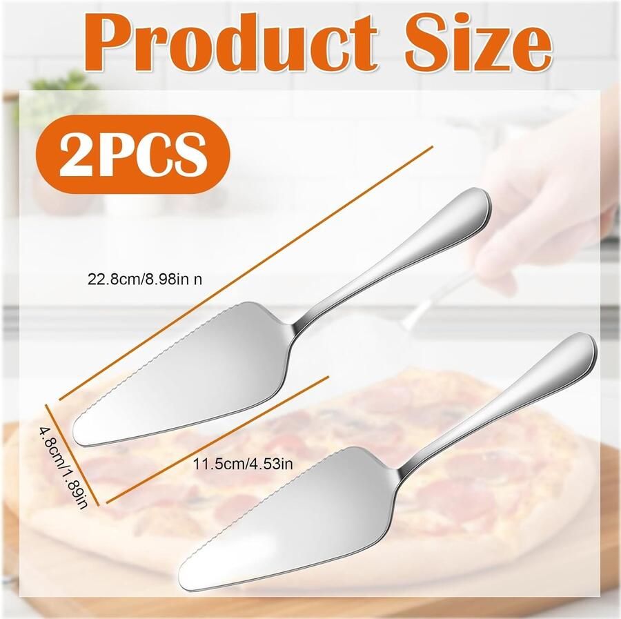 Set van 2 RVS Tortenhebers met Snijmes van 26 cm Ideaal voor Taarten Pizza en Feestjes