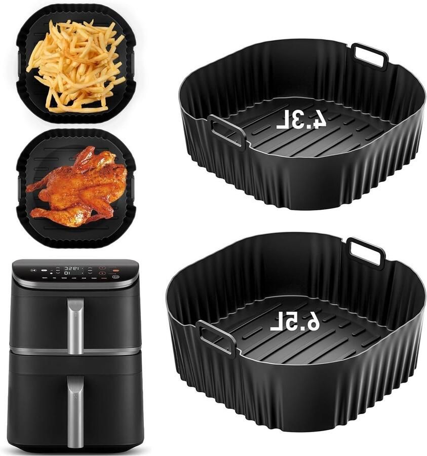 Set van 2 Silicone Accessoires voor Airfryer Herbruikbare Bakvormen Geschikt voor Turbo en Pro Modellen Ideaal voor Gezond Koken en Bakken