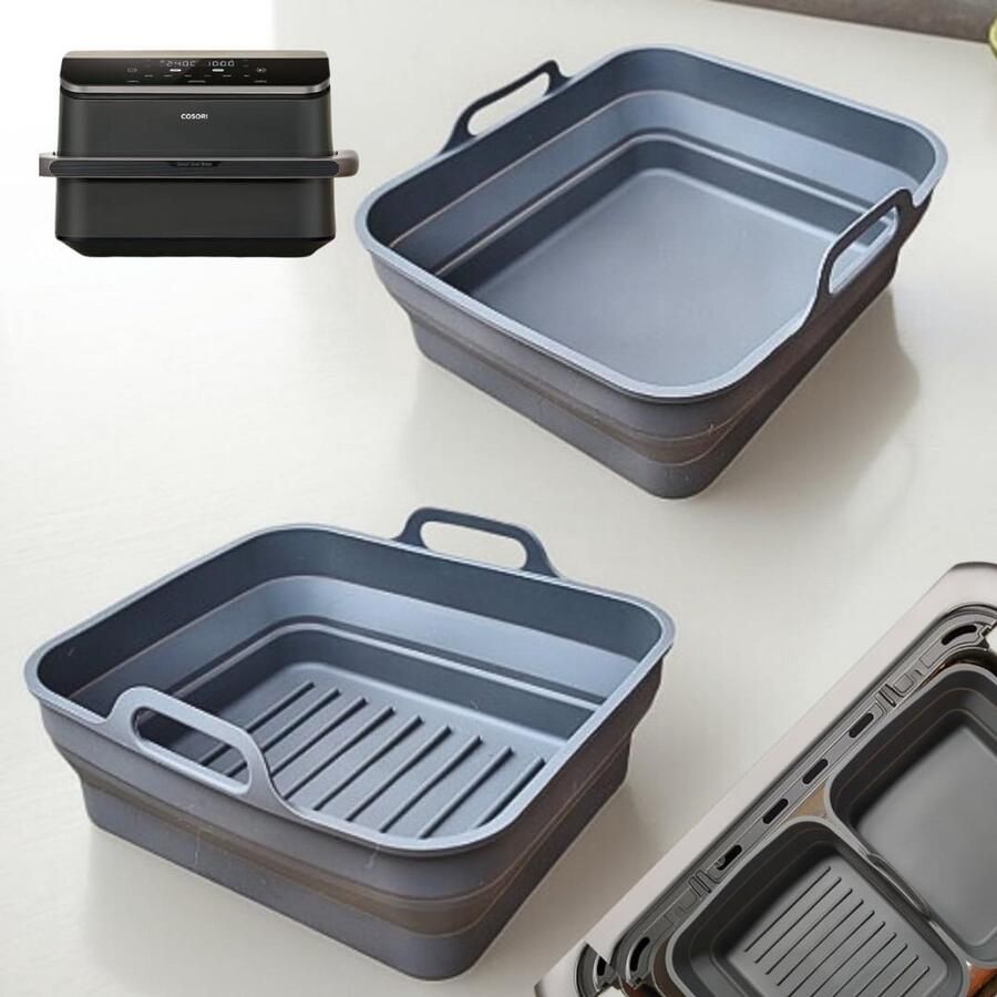 Set van 2 Siliconen Airfryer Bakvormen Herbruikbaar & Vaatwasmachinebestendig