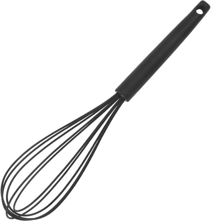 Set van 2 siliconen handmixers roestvrijstalen handmatige eierkloppers voor het kloppen van beslag slagroom en pannenkoekenmix duurzaam keukengereedschap voor thuis en in restaurants Zwart