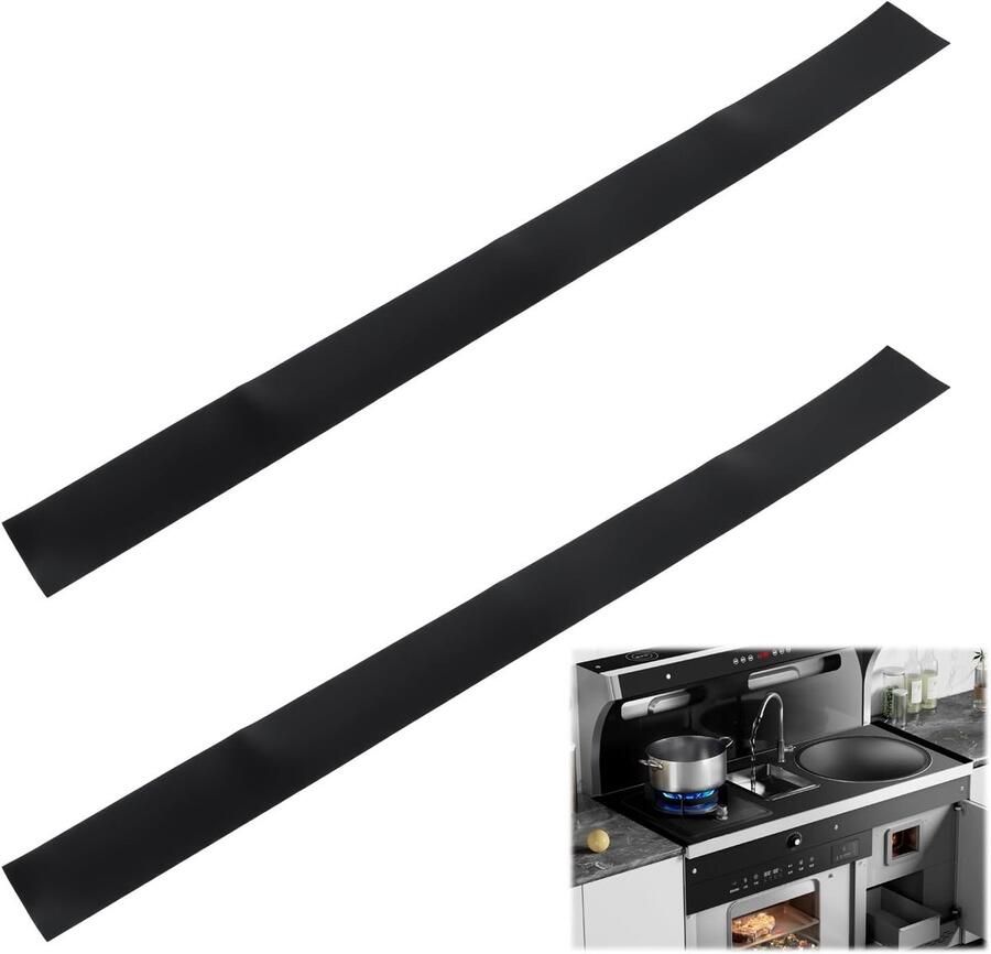 Set van 2 Siliconen Oven Kloof Covers van 64 cm Praktische Oplossing voor Kookplaat en Keuken Bescherming tegen Vloeistoffen Warmtebestendig en Wasbaar