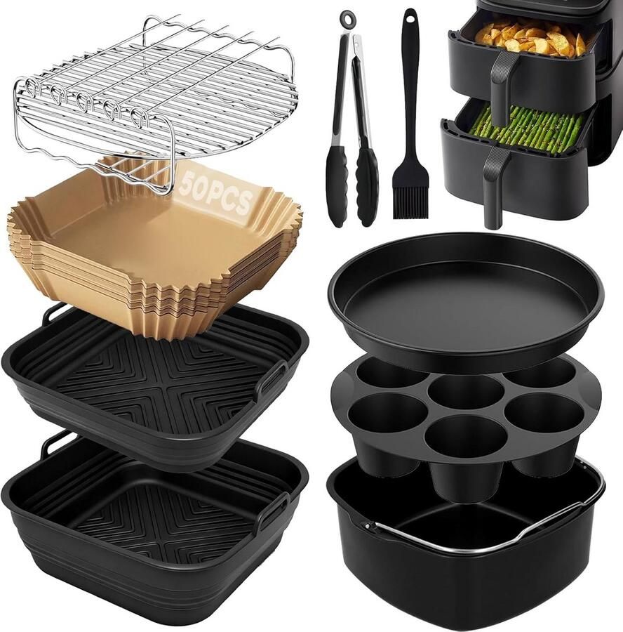 Set van 2 Siliconen Vormen voor Heteluchtfriteuse 10 8 Liter Herbruikbare Airfryer Accessoires