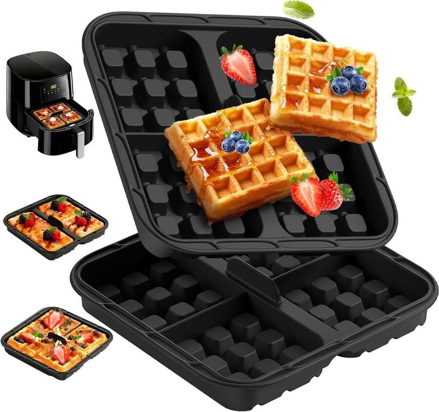 Set van 2 Siliconen Wafelvormen Geschikt voor Airfryer en Oven
