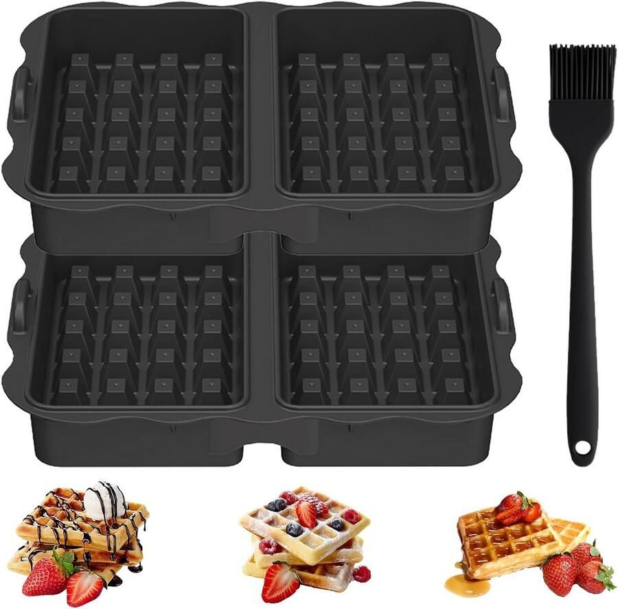 Set van 2 Siliconen Wafelvormen voor Airfryer en Oven Dubbele Bakvorm Hittebestendig