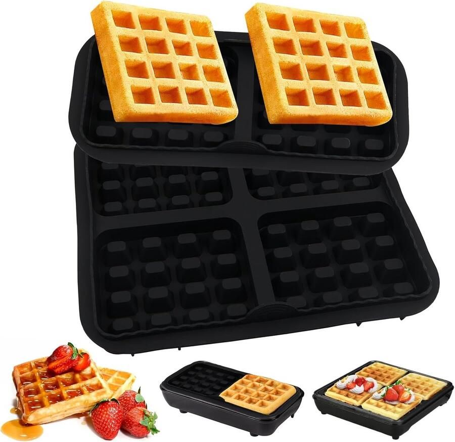 Set van 2 Siliconen Wafelvormen voor Airfryer Hittebestendig en Vaatwasserbestendig Perfect voor Gezonde Snacks - Foto 1